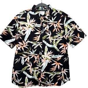 Denim And Flower Ricky Singh Shirt Mens XL Black Floral Tropical Hawaiian